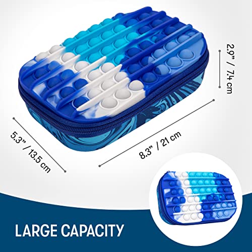 ZIPIT POP Pencil Case for Boys, Silicone Sensory Fidget Pencil Case for School, Large Capacity Stationery Organizer Box, Blue - Image 2