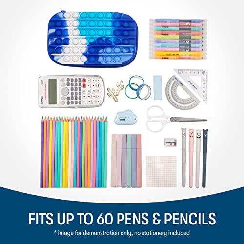 ZIPIT POP Pencil Case for Boys, Silicone Sensory Fidget Pencil Case for School, Large Capacity Stationery Organizer Box, Blue - Image 4