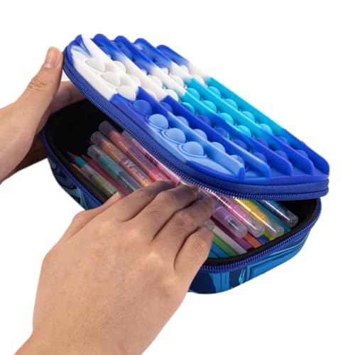 ZIPIT POP Pencil Case for Boys, Silicone Sensory Fidget Pencil Case for School, Large Capacity Stationery Organizer Box, Blue - Image 5