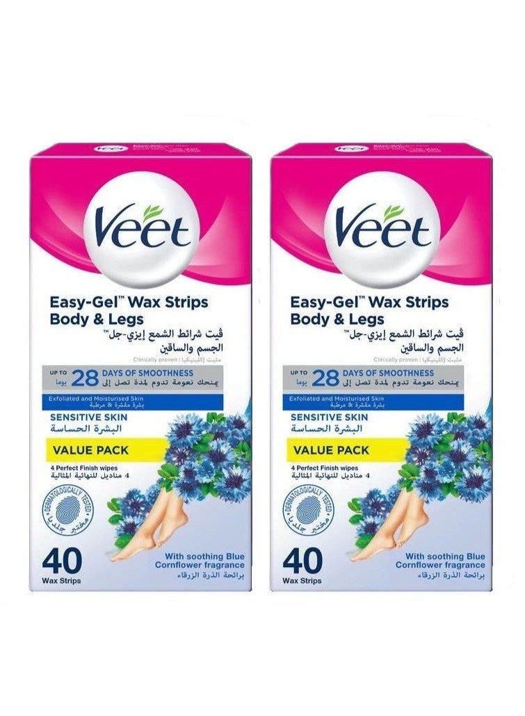 عبوتان شرائح شمع فيت لإزالة الشعر، للبشرة الحساسة، لون أزرق، 40 شريحة - Image 1