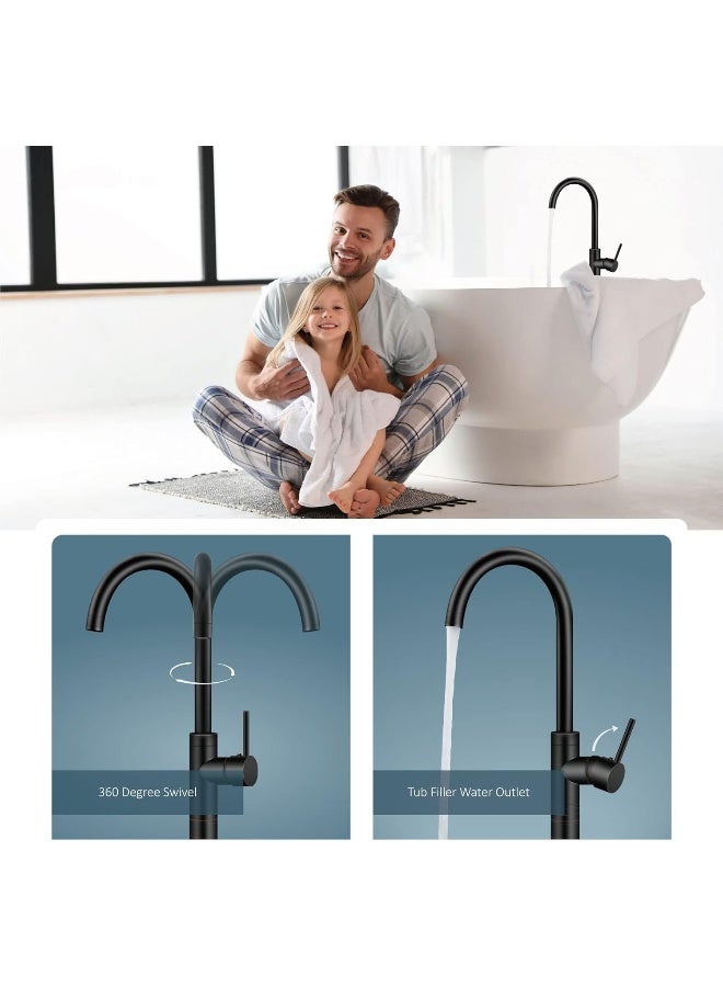 Aolemi Oil Rubbed Bronze Freestanding Tub Filler Floor Mounted Single Handle Bathtub Faucet Single Lever Brass Mixer Tap - Image 3