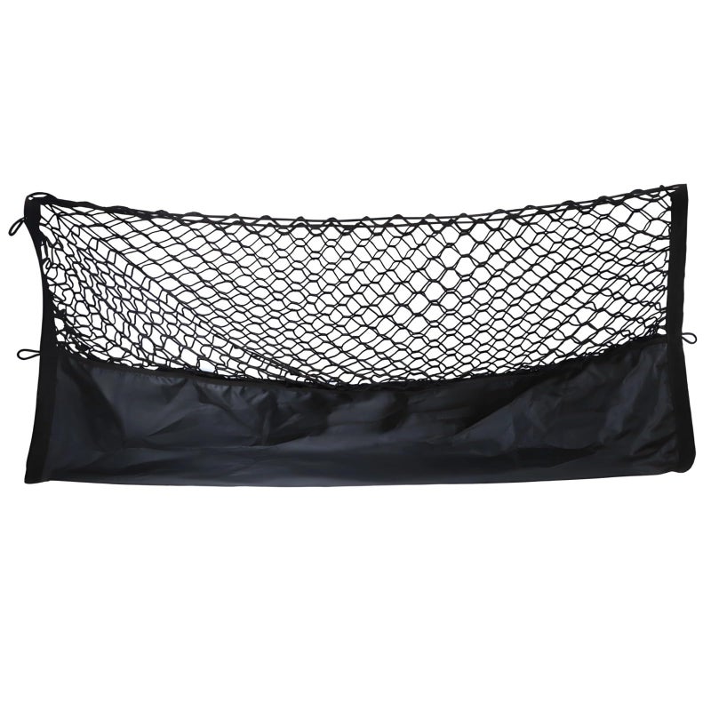 Black Mesh Car Trunk Organizer With Hooks Dual Layer Cargo Net 110 X 40 Inches Oxford Fabric - Image 2