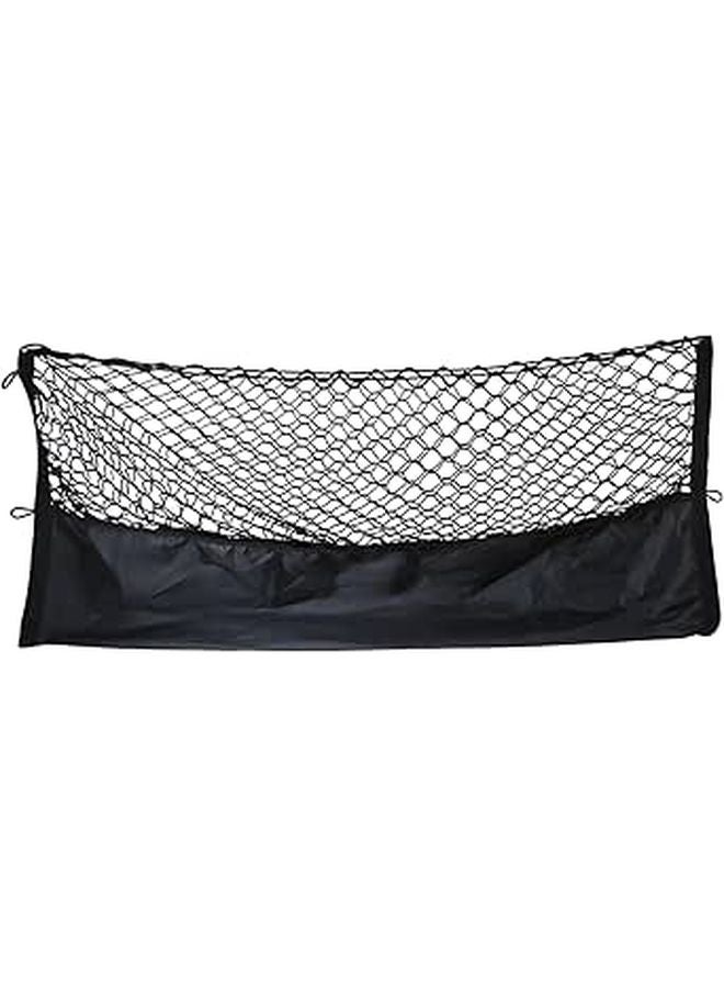 Black Mesh Car Trunk Organizer With Hooks Dual Layer Cargo Net 110 X 40 Inches Oxford Fabric - Image 1
