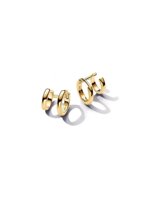 Pan Home Elegant Gold - Plated Huggie Hoop Earrings - Image 1