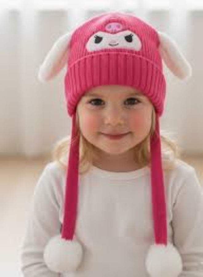 Children's winter hat with a cute bunny design, movable ears, and pom-pom - Image 2