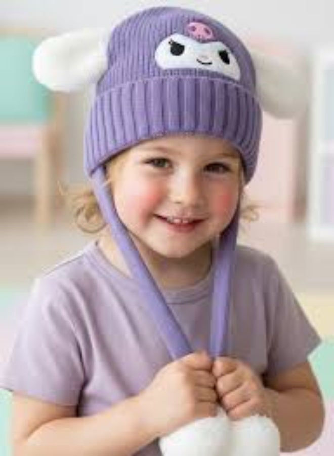 Children's winter hat with a cute bunny design, movable ears, and pom-pom - Image 4