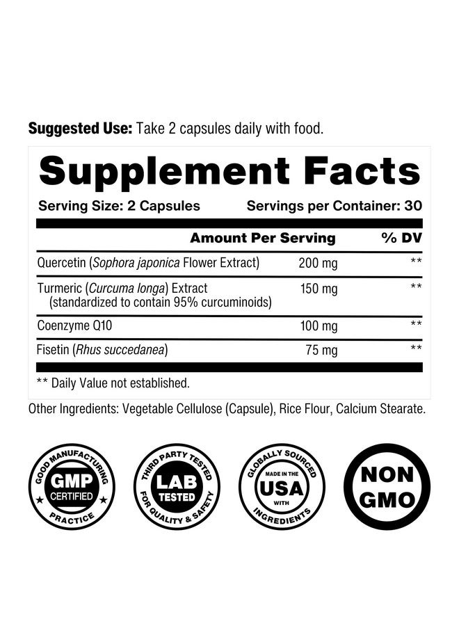Celly Senolytic Complex | Longevity Supplement for Healthy Aging and Cellular Health with Quercetin and Fisetin | Targets Senescent Cells | 30 Servings | Non-GMO & 3rd Party Tested - Image 4
