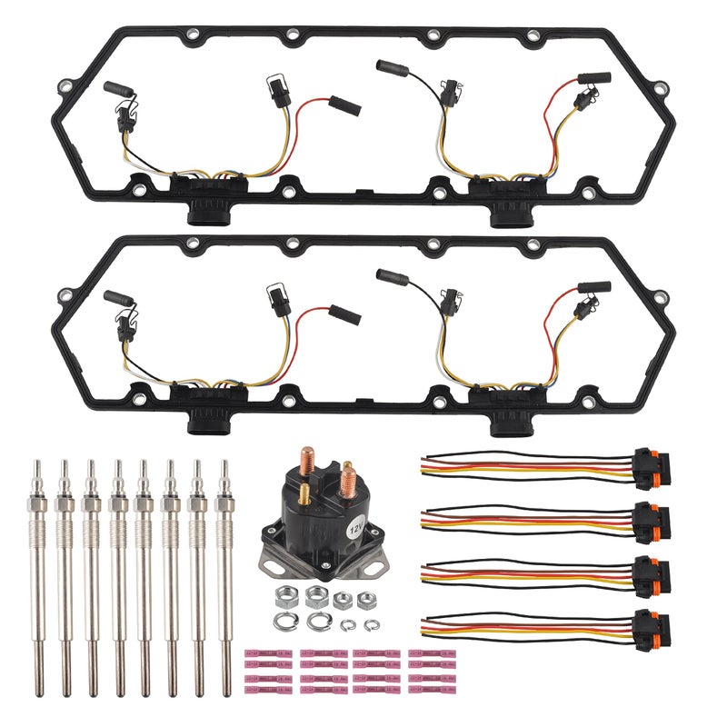 FGJQEFG Injector Glow Plug Harnesses Valve Cover Gaskets Relay Solenoid Compatible with 9497 73L Ford F250 E350 Powerstroke Diesel Replace F4TZ12A342BA F4TZ9D930K F4TZ6584A F81Z12B533AC