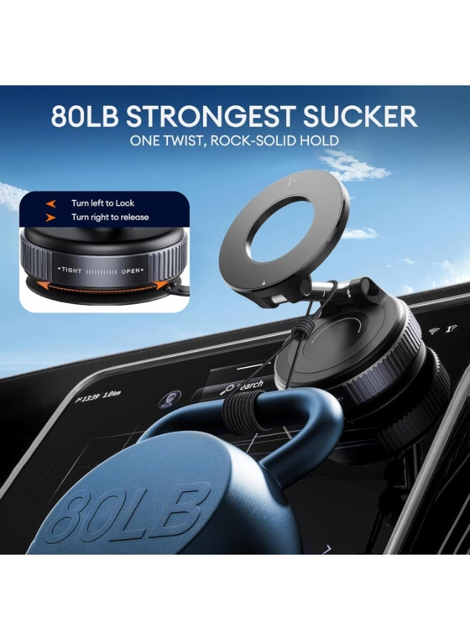 r Magnetic Suction Cup Phone Mount for Magsafe, 360° Adjustable Magnetic Car Phone Holder, Pocket Size Foldable Car Mount, Cell Phone Holders for Your Car for iPhone 17 16 15 14 13 12 Series - Image 4