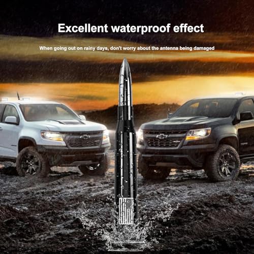 Engirette Car Truck Antenna with Valve Stem Cap American Flag Universal Short Replacement for GMC Sierra Chevy Silverado Dodge Ram 1500 2500 3500 Ford F150 F250 F350 Super Duty Raptor Accessories, Chrome - Image 5