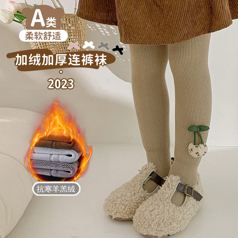 Fleece-Lined Children'S Leggings Girls' Pantyhose Korean Style Warm Thickened Baby Pantyhose - Image 2