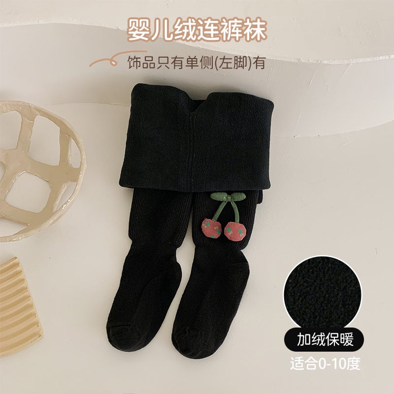 Fleece-Lined Children'S Leggings Girls' Pantyhose Korean Style Warm Thickened Baby Pantyhose - Image 1