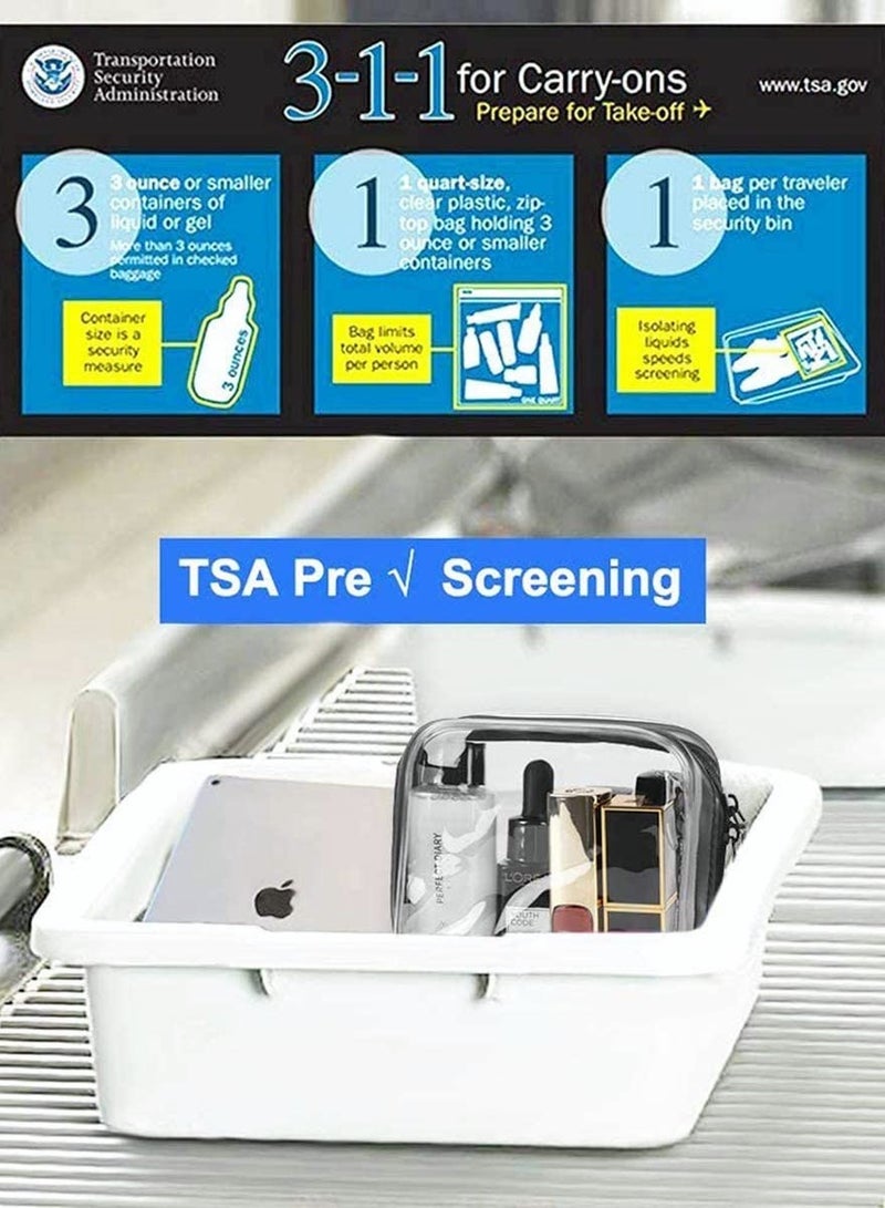 KASTWAVE Clear Makeup Bag Organiser Set, Waterproof Portable Clear Makeup Bag Zipper Cosmetics Bag Transparent PVC Zippered Toiletry Bag Organizers With Handle for Vacation Travel, Bathroom (4PCS Clear-Black) - Image 5