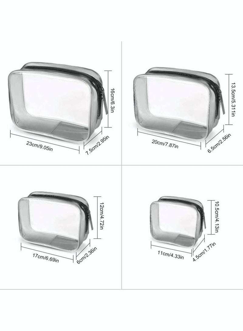 KASTWAVE Clear Makeup Bag Organiser Set, Waterproof Portable Clear Makeup Bag Zipper Cosmetics Bag Transparent PVC Zippered Toiletry Bag Organizers With Handle for Vacation Travel, Bathroom (4PCS Clear-Black) - Image 2