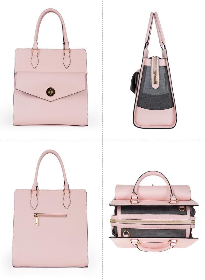 Minsong Stylish Pet Carrier Purse Leather Bag for Small Dogs Cats Puppy,Airline Approved Soft-Sided Carriers (Pink) - Image 3