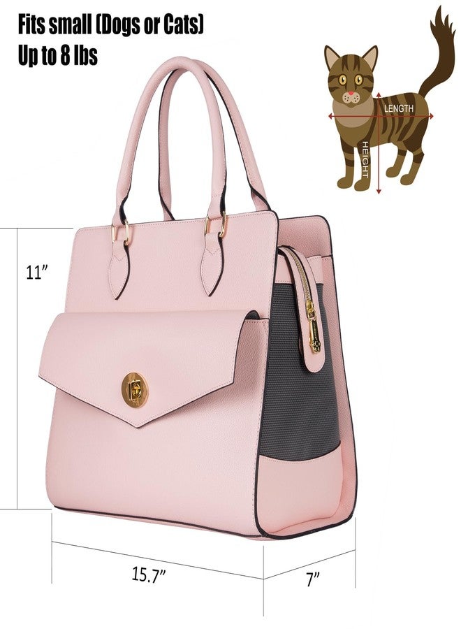 Minsong Stylish Pet Carrier Purse Leather Bag for Small Dogs Cats Puppy,Airline Approved Soft-Sided Carriers (Pink) - Image 2