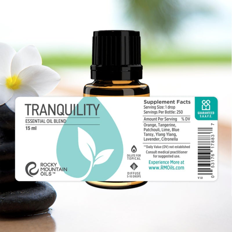 Rocky Mountain Oils Tranquility Essential Oil Blend - Essential Oils for Diffuser, Topical, and Home - Essential Oils to Promote Restful Nights - 15ml - Image 1