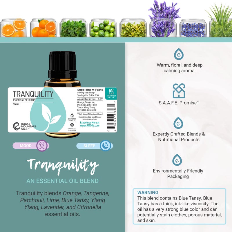 Rocky Mountain Oils Tranquility Essential Oil Blend - Essential Oils for Diffuser, Topical, and Home - Essential Oils to Promote Restful Nights - 15ml - Image 3