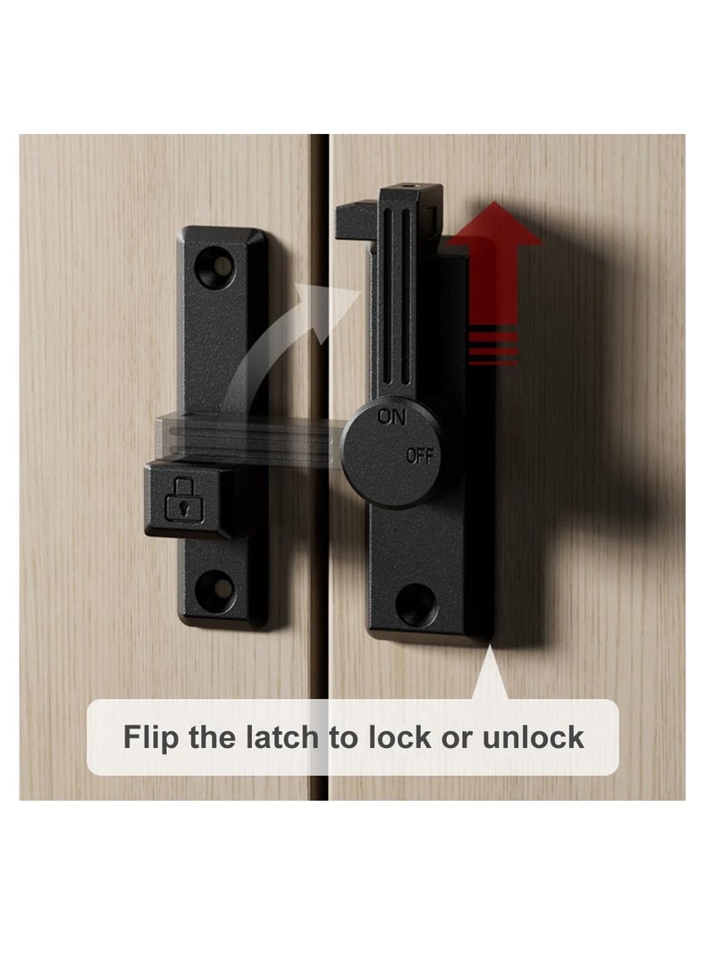SYOSI Flip Latch Lock, 90/180 Degree Left/Right-Opening Sliding/Swinging Door Lock Bolt for Home Security Gate Barn Garage Garden Fence Shed Window Cabinet Flip Gate Latches Hardware (Black+Luminous) - Image 5