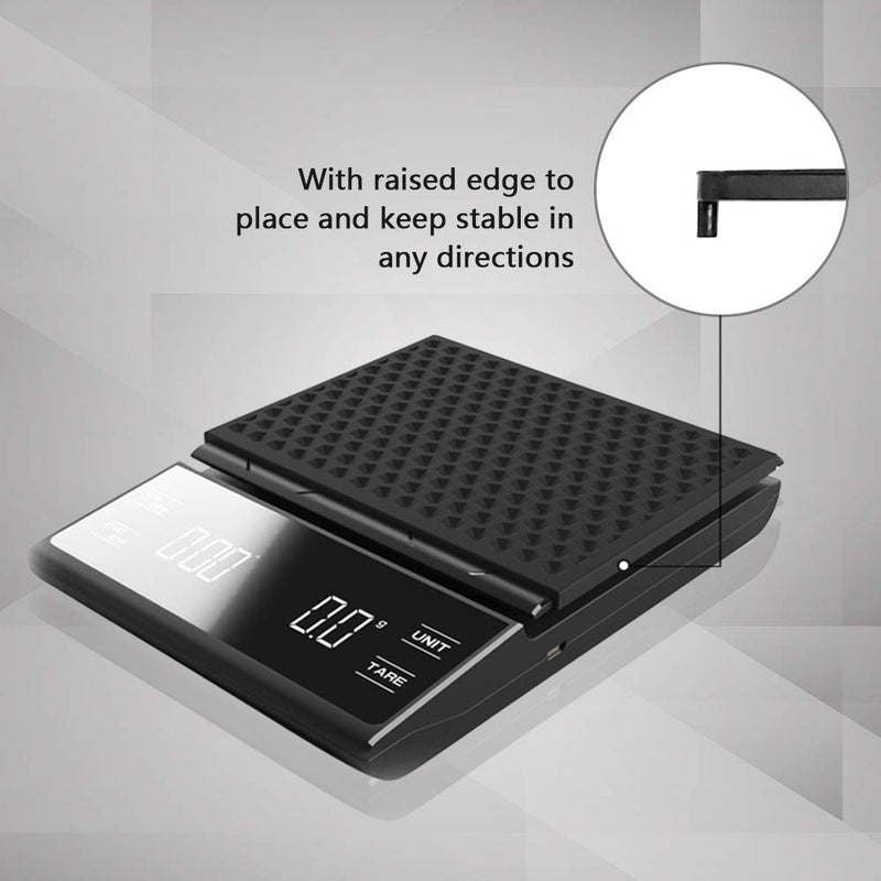 Eacam Digital Kitchen Scale, Coffee Scale with Timer LED Display Tare Function 3000g/ 0.1g Portable Electronic Scale Grams and Oz for Pour Over Cooking Baking - Image 4