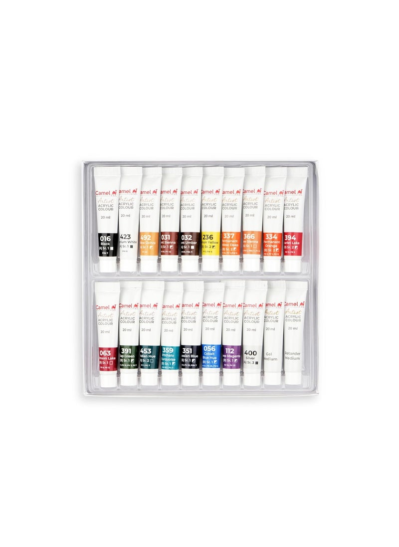 camel Camel Artist Acrylic colors - 18 Shades, 20ml, Multicolor (811191)  - Image 2