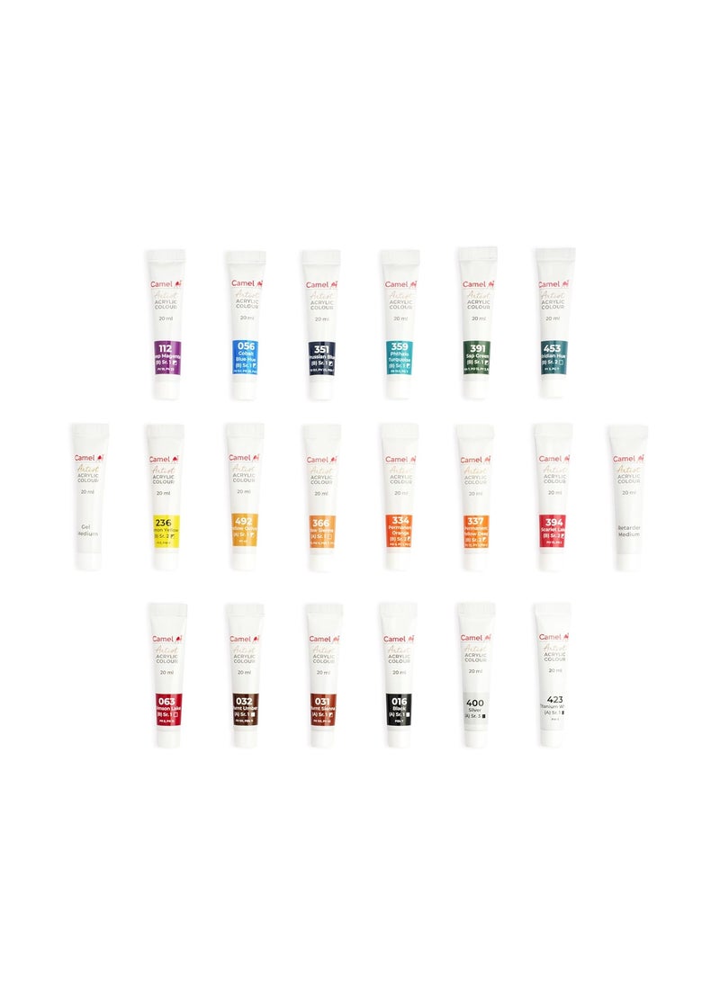 camel Camel Artist Acrylic colors - 18 Shades, 20ml, Multicolor (811191)  - Image 5