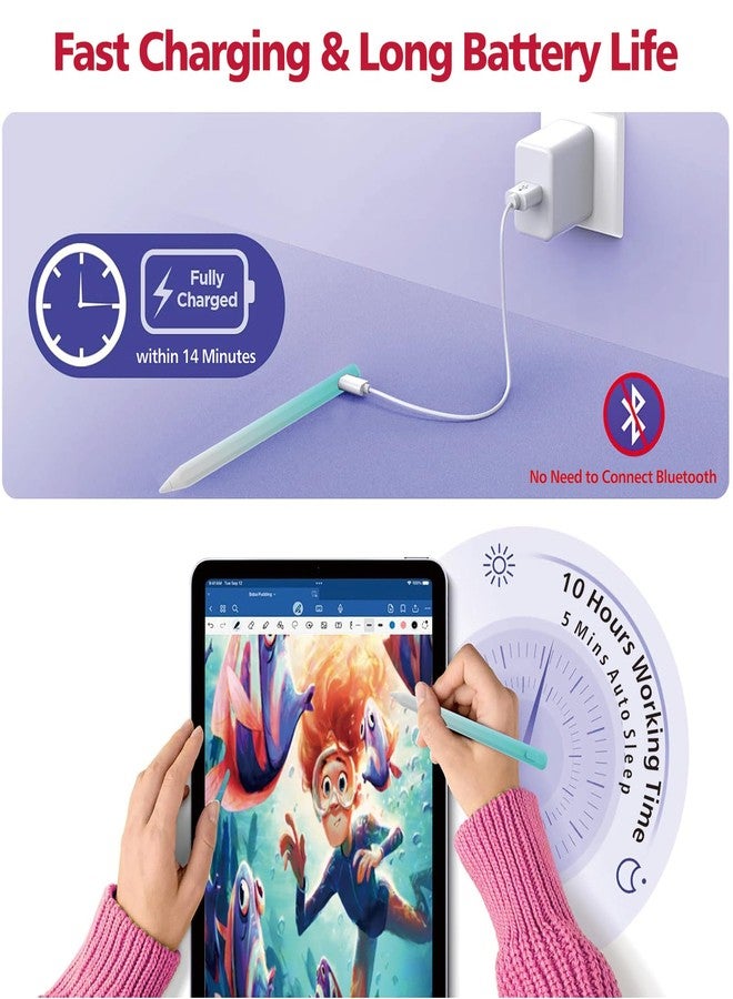 Milikilo Stylus Pen for iPad,14Mins Fast Charge for Apple Pencil,Palm Rejection,Tilt Sensitivity, Pen for iPad11/10/9/8/7/6, Pro 12.9"/11"/13" M4, Mini 6/5, Air 5/4/3/11"-13" M2/M3 with Polishing Cloth - Image 4