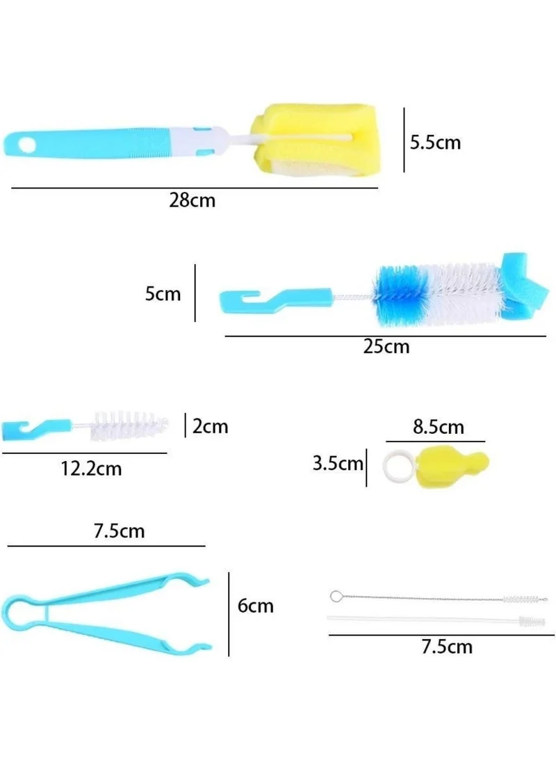 5 دي ام 7 Piece Baby Bottle - Jar -Jug Cleaning Brush Set