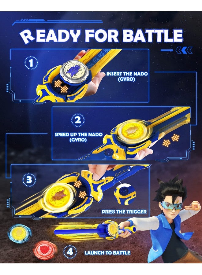 Infinity Nado Stadium - Battling Tops Burst Toy for Boys Grils Age 8-12 - Including Beystadium, 2 Gaming Top Toys, 2 Sword Launcher - Sapphire Blue and Flame Red - Image 3