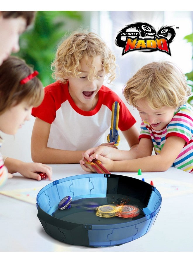 Infinity Nado Stadium - Battling Tops Burst Toy for Boys Grils Age 8-12 - Including Beystadium, 2 Gaming Top Toys, 2 Sword Launcher - Sapphire Blue and Flame Red - Image 5