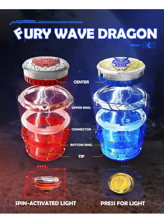 Infinity Nado Stadium - Battling Tops Burst Toy for Boys Grils Age 8-12 - Including Beystadium, 2 Gaming Top Toys, 2 Sword Launcher - Sapphire Blue and Flame Red - Image 2