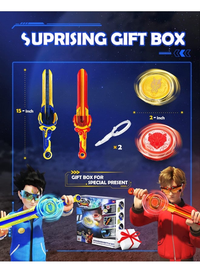 Infinity Nado Stadium - Battling Tops Burst Toy for Boys Grils Age 8-12 - Including Beystadium, 2 Gaming Top Toys, 2 Sword Launcher - Sapphire Blue and Flame Red - Image 4