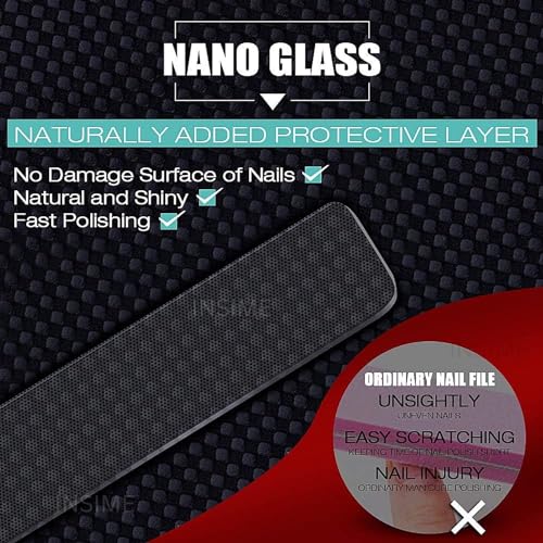 INSIME Nano Crystal Glass nail filer and buffer | Glass nail file with nail shaper for women girls | Washable Reusable Crystal Nail filler & Glass Nail Shiner polisher for professional manicure pedicure - Image 2