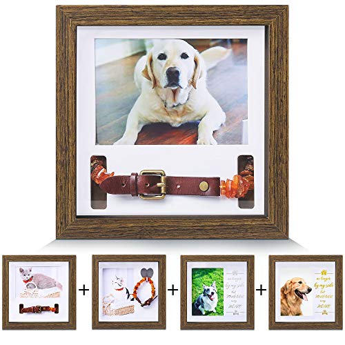 KCRasan Pet Memorial Picture Frame - Sentiment Frame for Loss of Dog or Cat Gifts - Pet Collar Frame Remembrance Sympathy Keepsake, Brown - Image 1