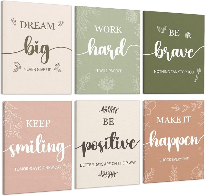 Justforjoyful مجموعة فنون الحائط الملهمة Justforjoyful مكونة من 6 قطع - Image 1