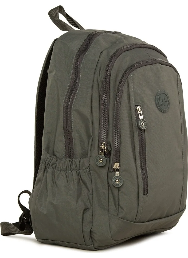 باجموري Gray Multi-Zipper Multi-Pocket Large Backpack