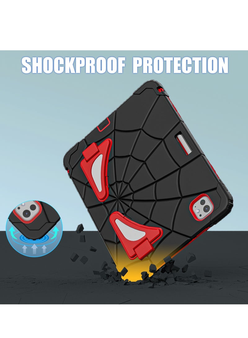 Spider Style Case Compatible for iPad Pro 11 inch 2024 Shockproof Protective Cover with Pencil Holder Shoulder Strap Kickstand for Kids Children - Image 3