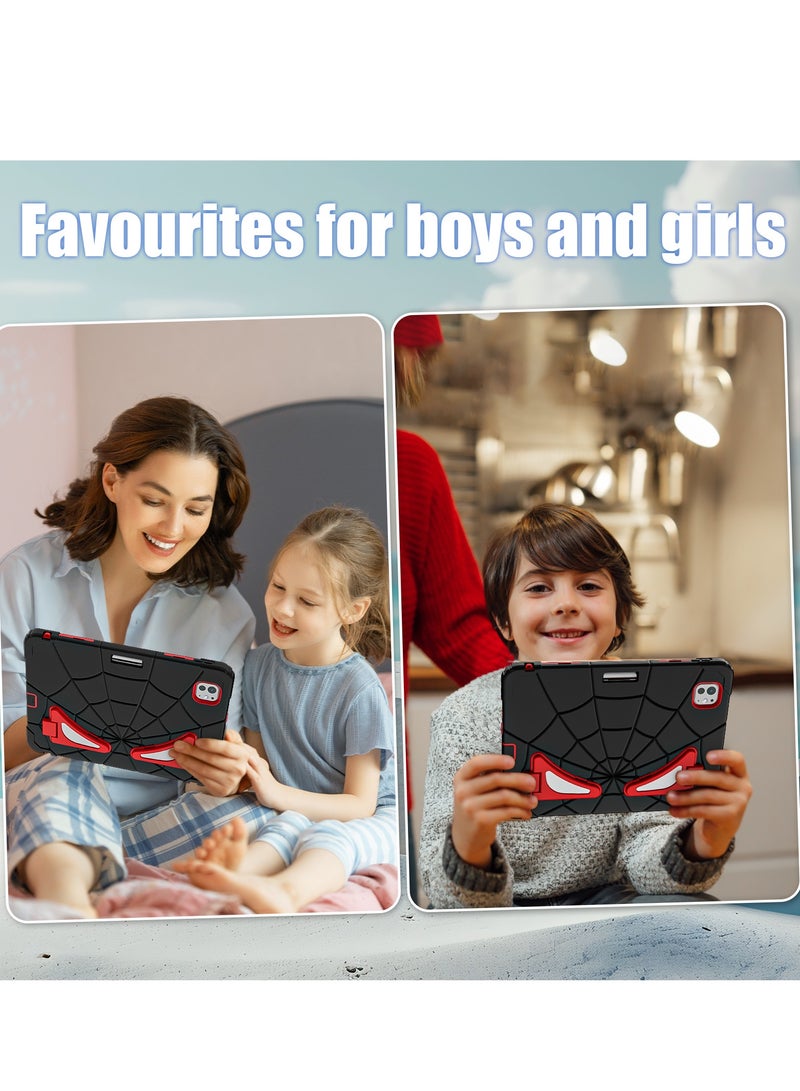 Spider Style Case Compatible for iPad Pro 11 inch 2024 Shockproof Protective Cover with Pencil Holder Shoulder Strap Kickstand for Kids Children - Image 5