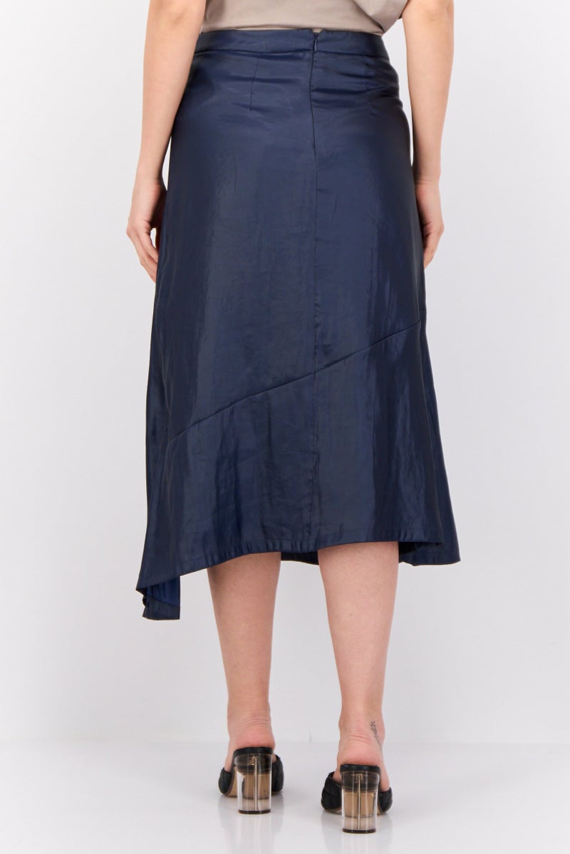 ESPRIT تنورة ميدي معدنية للنساء، كحلي - Image 2