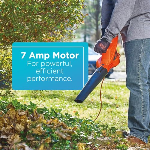 BLACK+DECKER Electric Leaf Blower, Handheld Blowers for Lawn Care, Lightweight, 180 MPH 180 CFM, 7-Amp, Corded (LB700) - Image 5