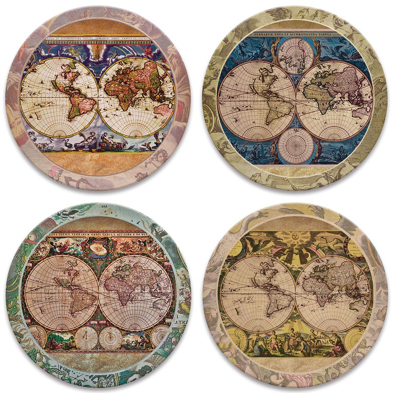 CoasterStone Absorbent Stone Coasters Vintage Old World Maps Traditional Decor 414Inch
