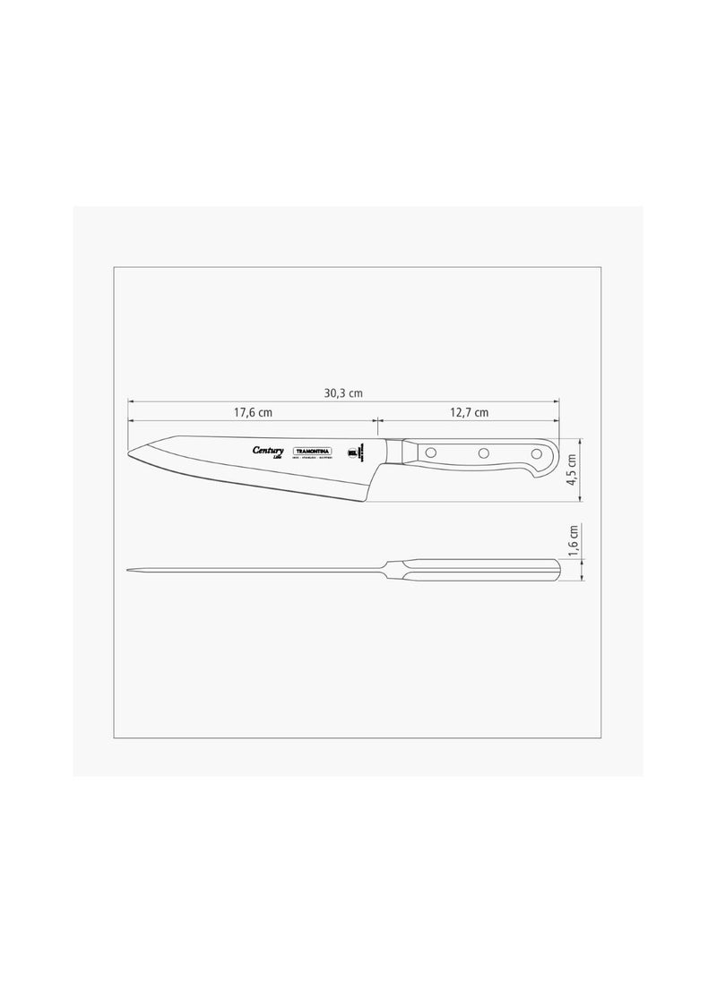 TRAMONTINA Since 1911,Made in Brazil-  Century 7 Inches Cook Knife with Stainless Steel Blade and Black Polycarbonate Handle,  - Image 4