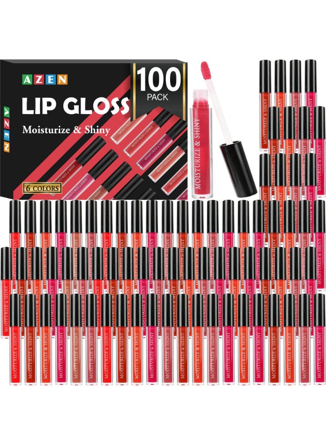 AZEN 100 Pack Lip Gloss Bulk Set Shimmery Lip Gloss for Women and Girls With Rich Varied Colors Valentines Gifts Easter Basket Stuffers - Image 2