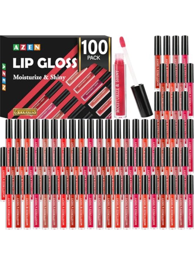 AZEN 100 Pack Lip Gloss Bulk Set Shimmery Lip Gloss for Women and Girls With Rich Varied Colors Valentines Gifts Easter Basket Stuffers - Image 1