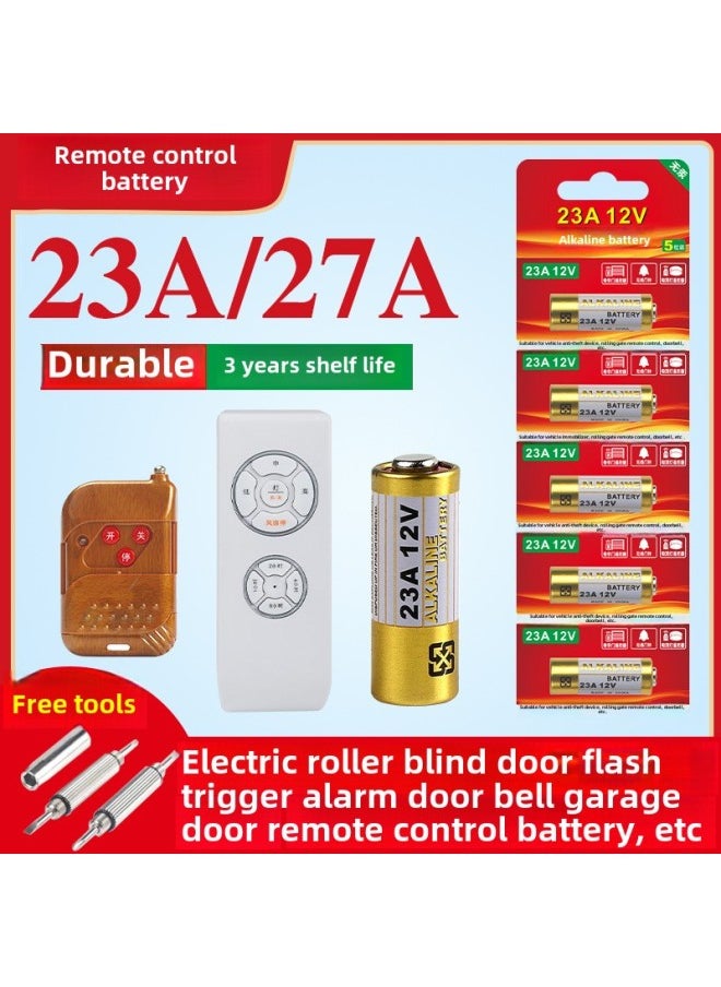 Generic - 23a12v Remote Control Battery 27A12V Electric Garage Road Rolling Shutter Door Infrared Anti-theft Flasher Doorbell Remote-Standard Capacity:23a 12v [15 Capsules] Comes With Multi-function Screwdriver - Image 1