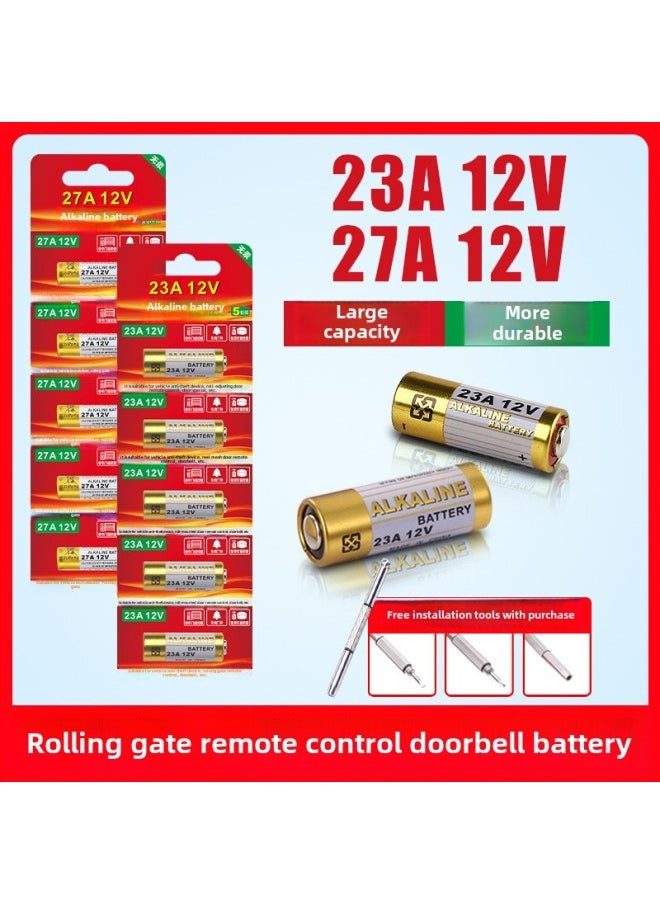 Generic - 23a12v Remote Control Battery 27A12V Electric Garage Road Rolling Shutter Door Infrared Anti-theft Flasher Doorbell Remote-Standard Capacity:23a 12v [15 Capsules] Comes With Multi-function Screwdriver - Image 1