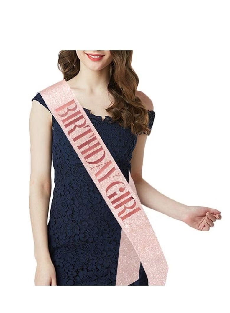 Pink Birthday Girl Sash and Rhinestone Tiara Kit Birthday Gifts Diamond Glitter Birthday Party Favors - Image 2