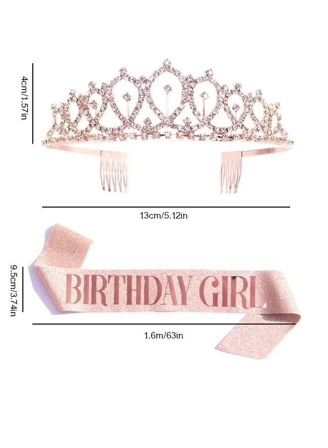 Pink Birthday Girl Sash and Rhinestone Tiara Kit Birthday Gifts Diamond Glitter Birthday Party Favors - Image 4