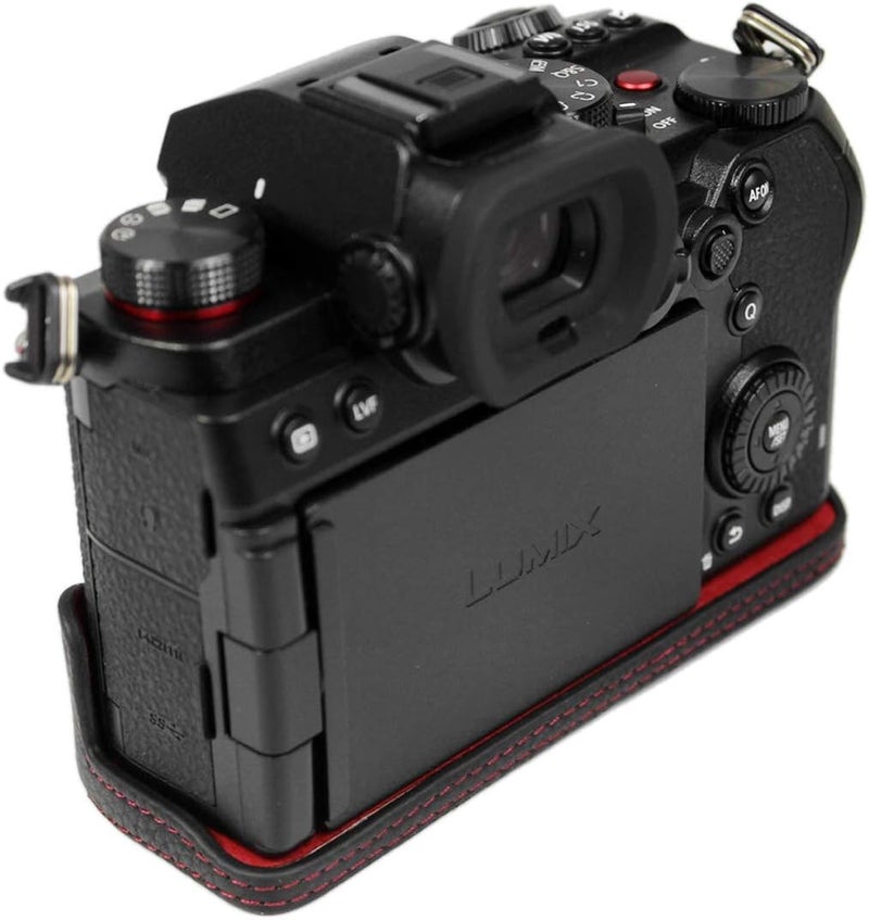 Rieibi Panasonic S5 Camera CaseHandmade Genuine Leather Half Camera Case Compatible with Panasonic Lumix DCS5 DCS5II DCS5IIXBlack - Image 3