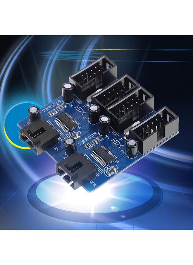 NIBEMINENT 9 Pin USB Header Male To 4 Female Extension Cable Card Desktop 2.0 HUB Black  - Image 2